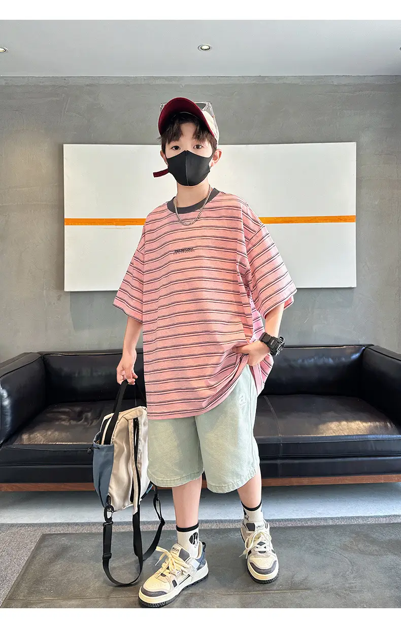 Summer Boys Striped T-Shirt Half Sleeve Cool Teen — feature 17