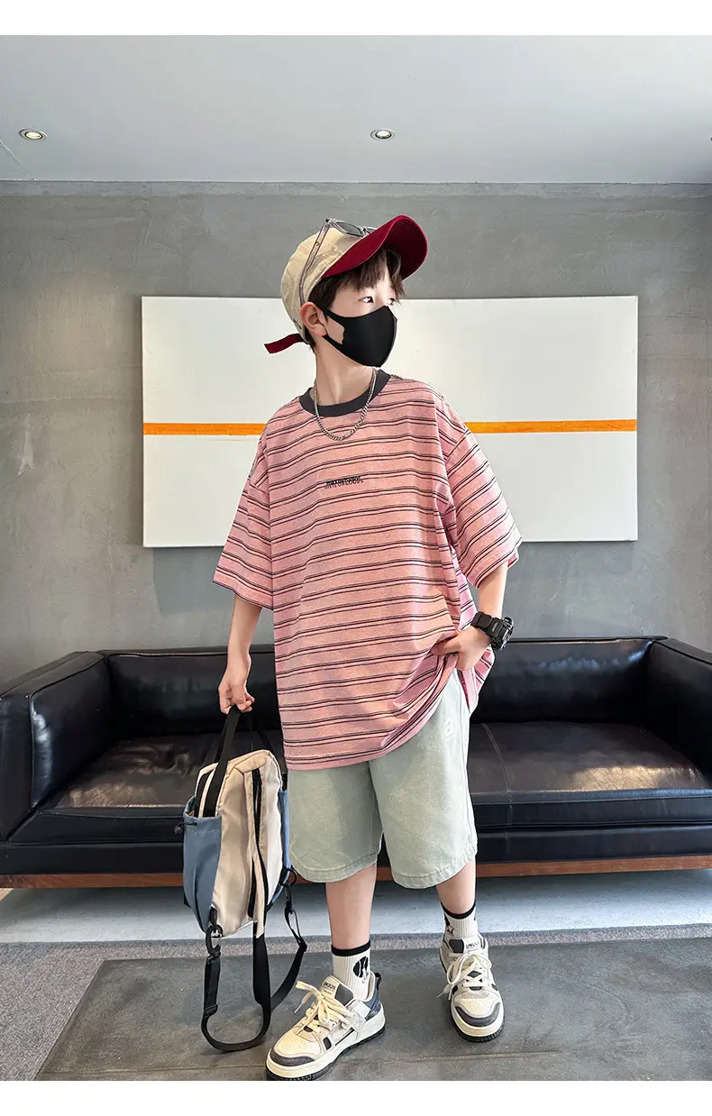 Summer Boys Striped T-Shirt Half Sleeve Cool Teen — feature 18