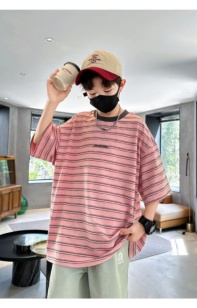 Summer Boys Striped T-Shirt Half Sleeve Cool Teen — feature 19