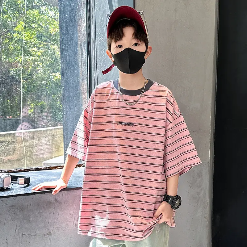 Summer Boys Striped T-Shirt Half Sleeve Cool Teen — feature 2