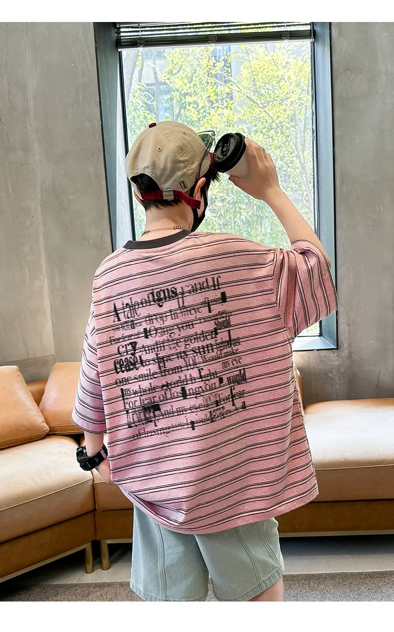 Summer Boys Striped T-Shirt Half Sleeve Cool Teen — feature 20