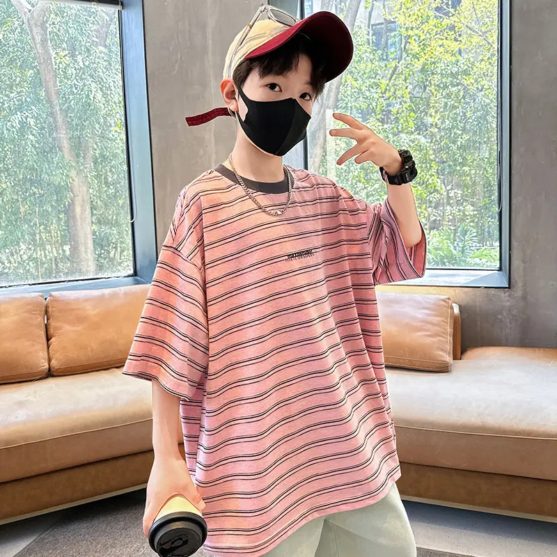 Summer Boys Striped T-Shirt Half Sleeve Cool Teen — feature 5
