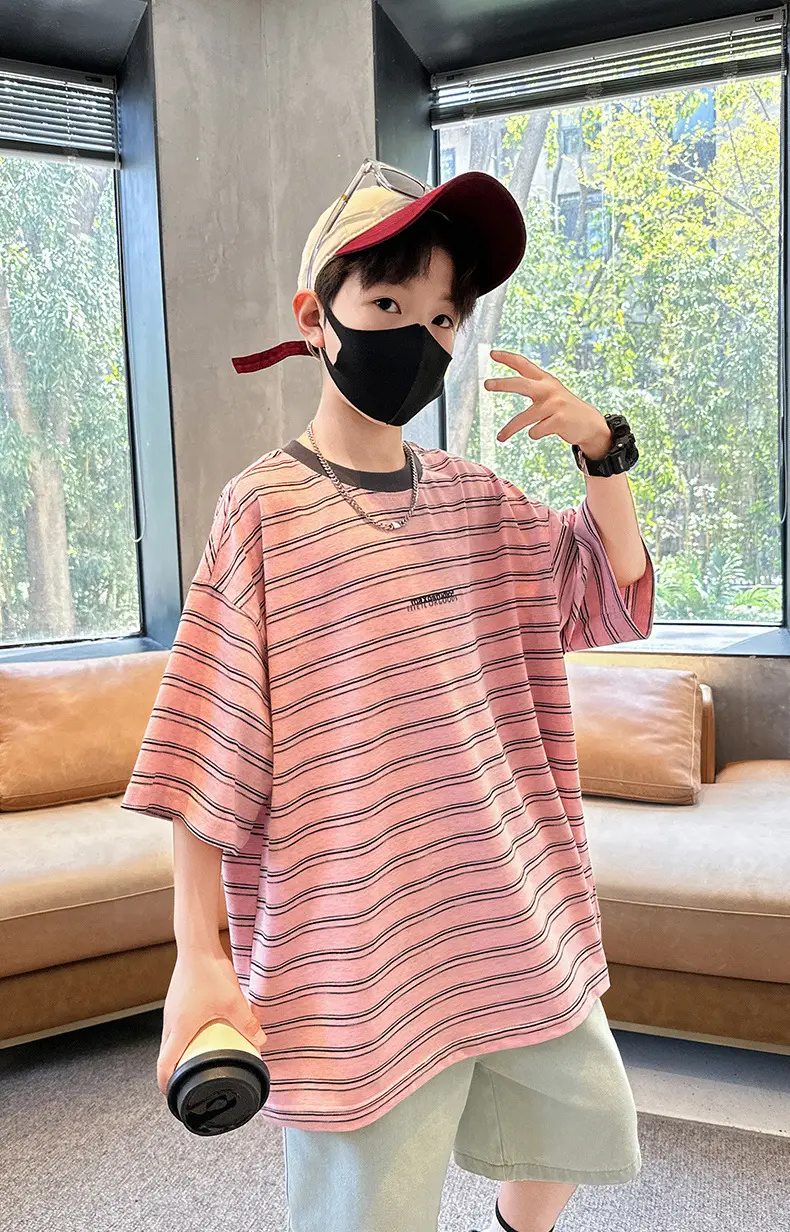 Summer Boys Striped T-Shirt Half Sleeve Cool Teen — feature 6