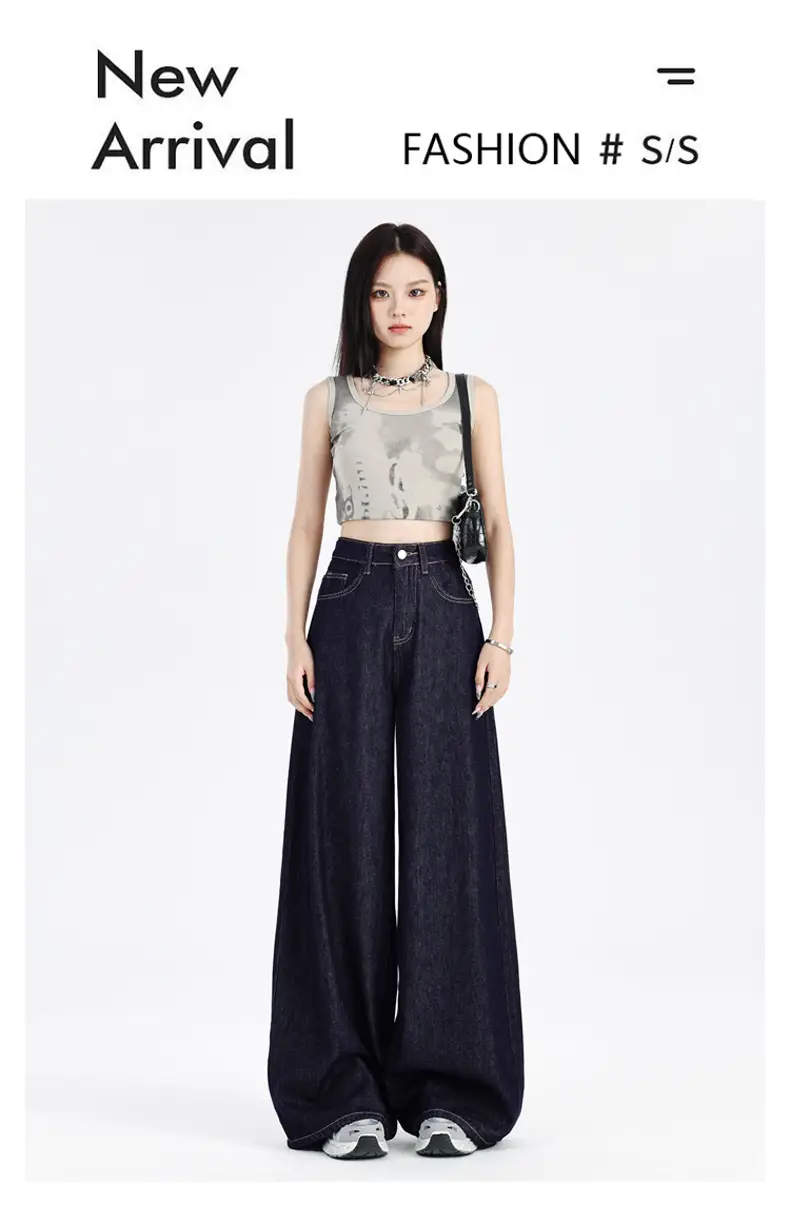 Dark Blue Loose Wide Leg Jeans 2025 Women — feature 1