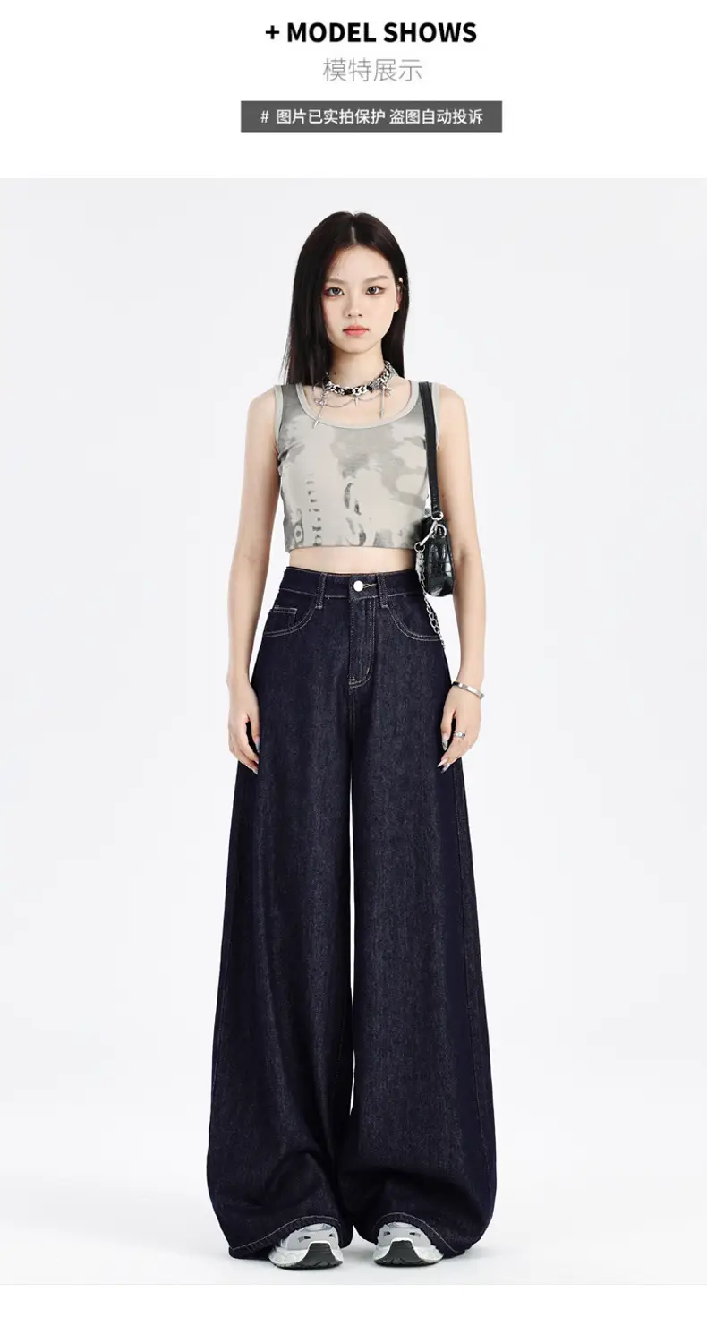 Dark Blue Loose Wide Leg Jeans 2025 Women — feature 12