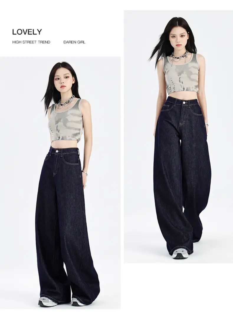 Dark Blue Loose Wide Leg Jeans 2025 Women — feature 13