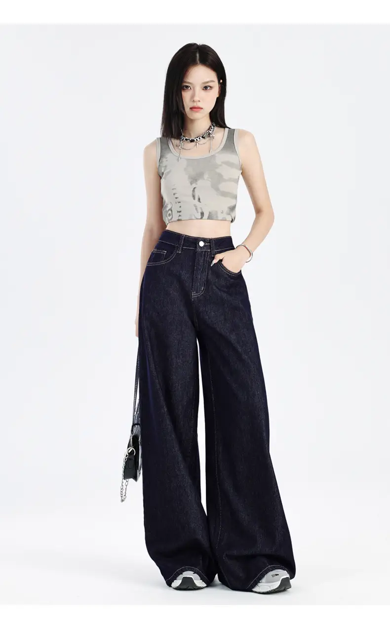 Dark Blue Loose Wide Leg Jeans 2025 Women — feature 14