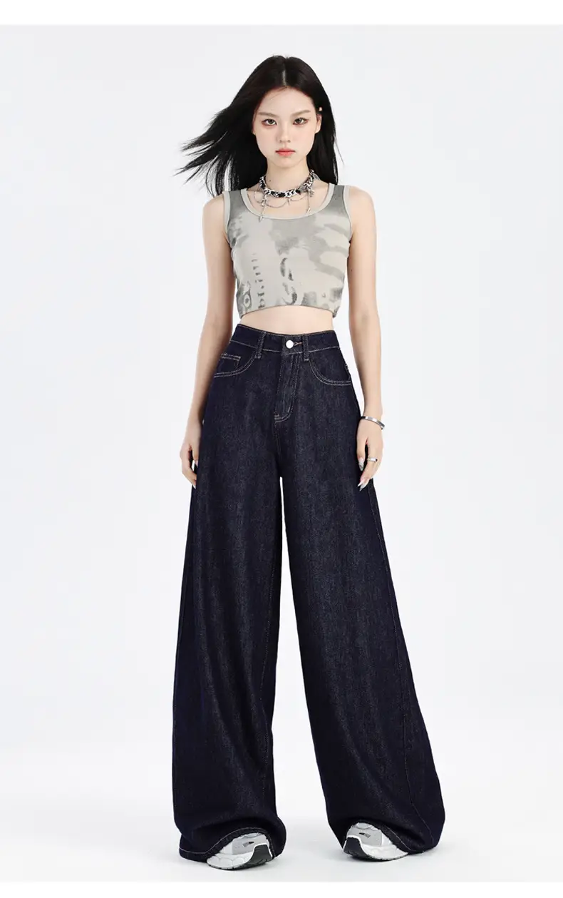 Dark Blue Loose Wide Leg Jeans 2025 Women — feature 16