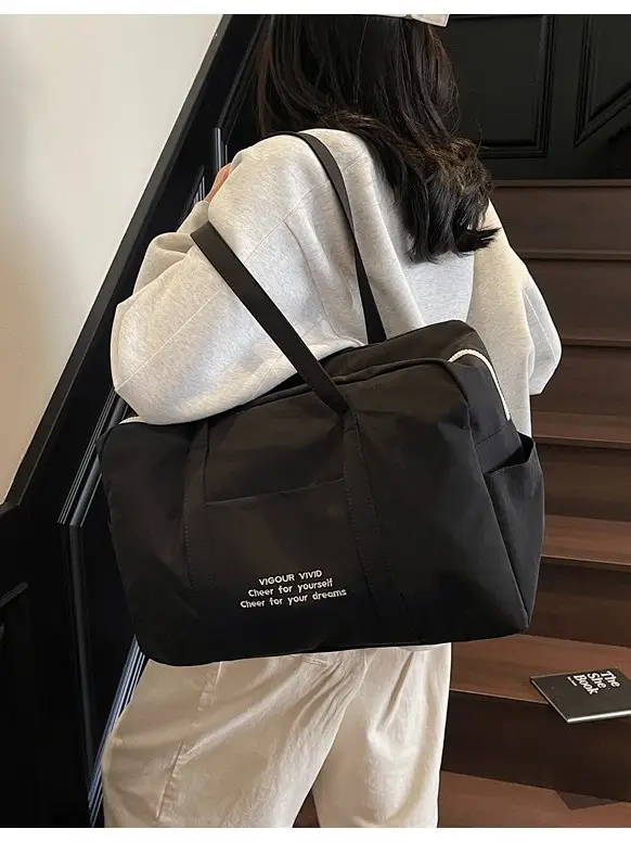 Yellow Zipper Shoulder Bag for Women Travel Shopping - Image 8