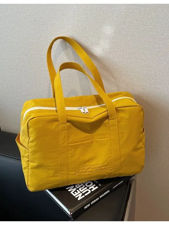 Yellow Zipper Shoulder Bag for Women Travel Shopping - Image 9