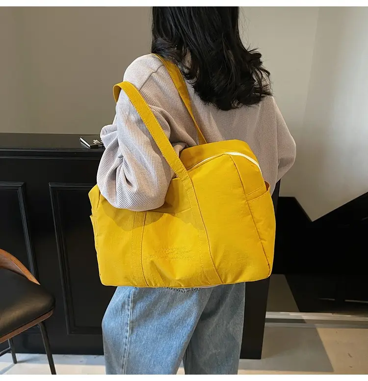 Yellow Zipper Shoulder Bag for Women Travel Shopping — feature 11