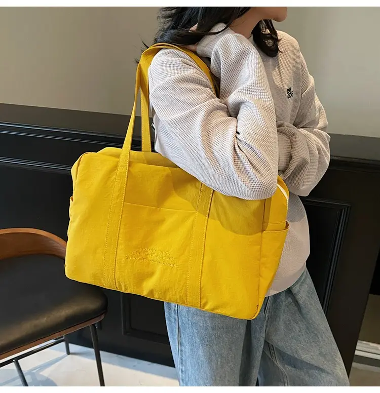 Yellow Zipper Shoulder Bag for Women Travel Shopping — feature 14