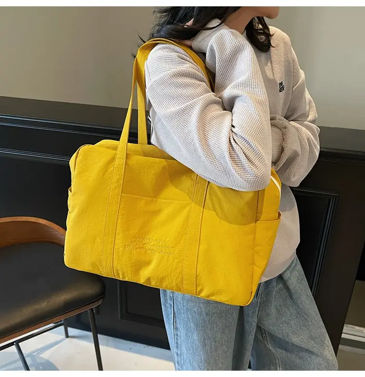 Yellow Zipper Shoulder Bag for Women Travel Shopping — feature 15