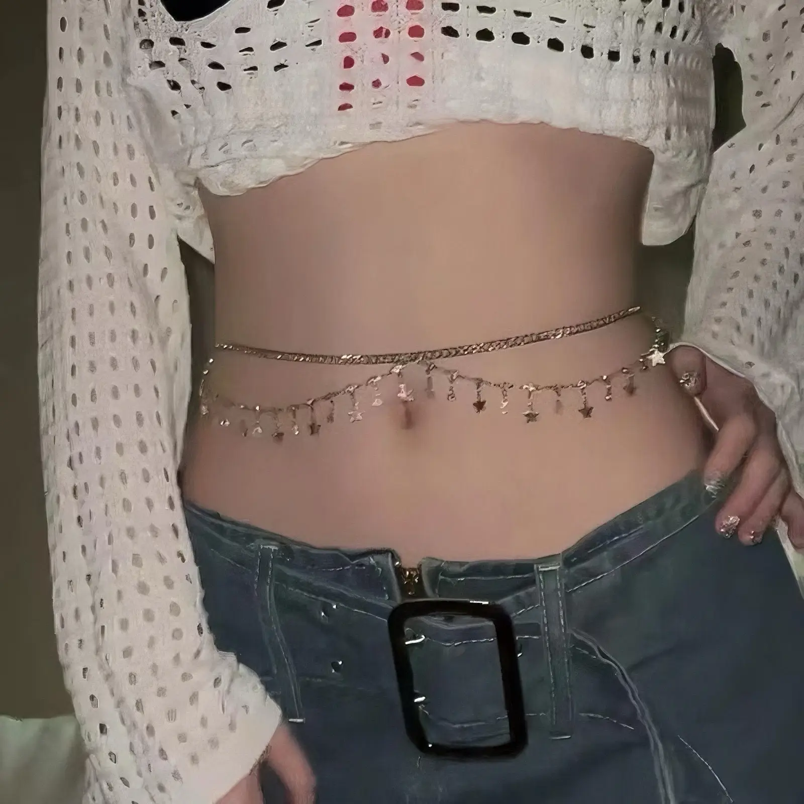 Rhinestone Waist Chain for Women Summer Decoration