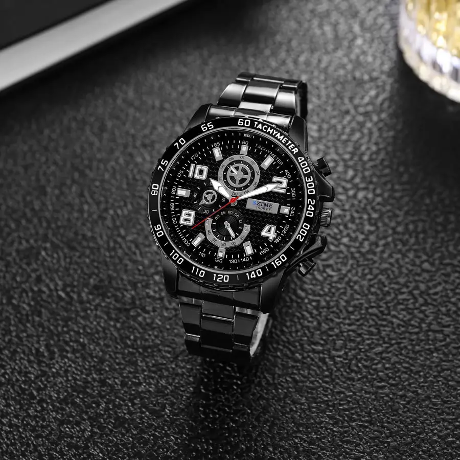 Men's Black Chronograph Watch with Stainless Steel Band — feature 2