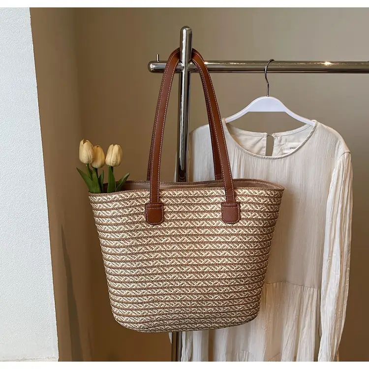 Women's Straw Crossbody Bag with Leather Handles — feature 13