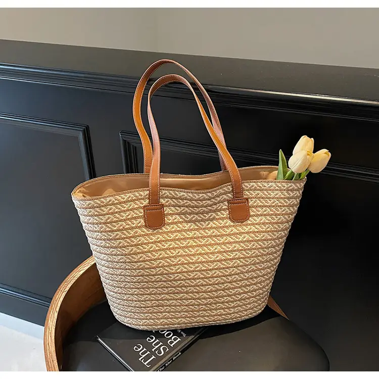 Women's Straw Crossbody Bag with Leather Handles — feature 15