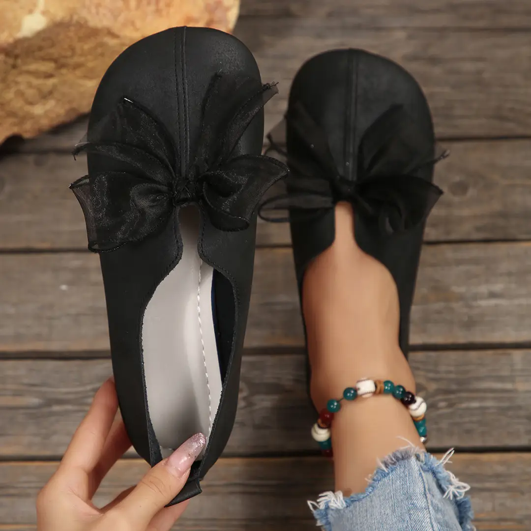 French Style Women's Retro 2025 New Outer Wear Round Toe Soft Sole Bow Decorated Mary Jane Shoes - Image 2
