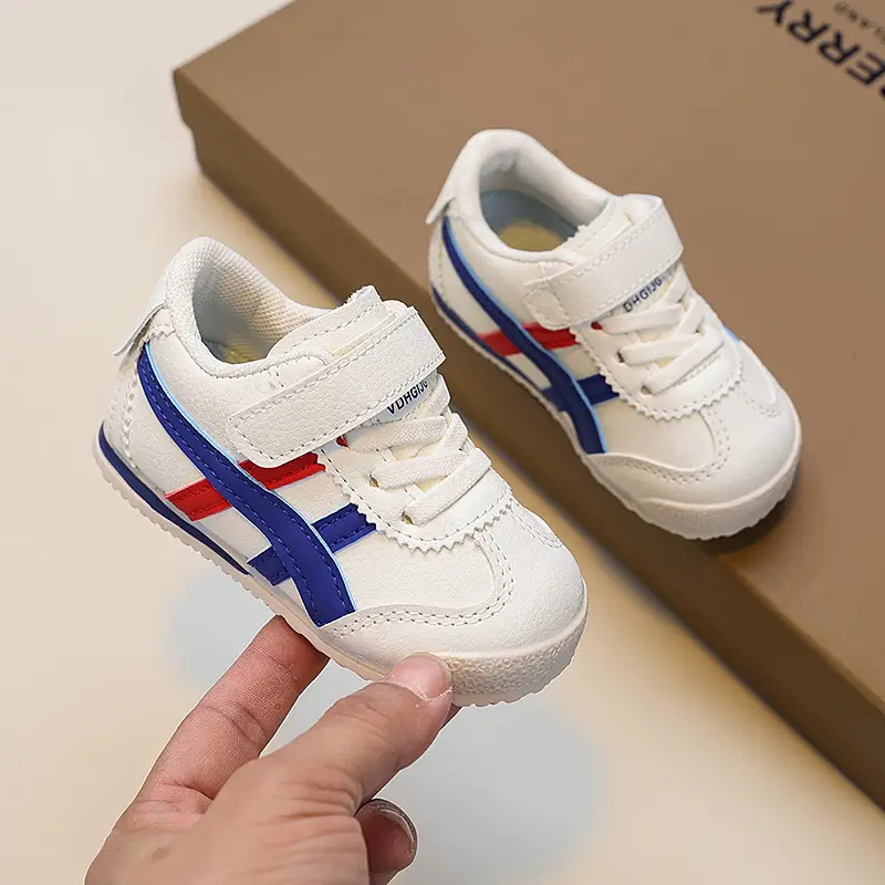 White Blue Red Toddler Sneakers for 1-3 Years