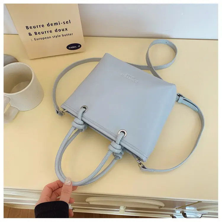 Light Blue Korean Style Shoulder Bag with Teddy Bear Charm — feature 12