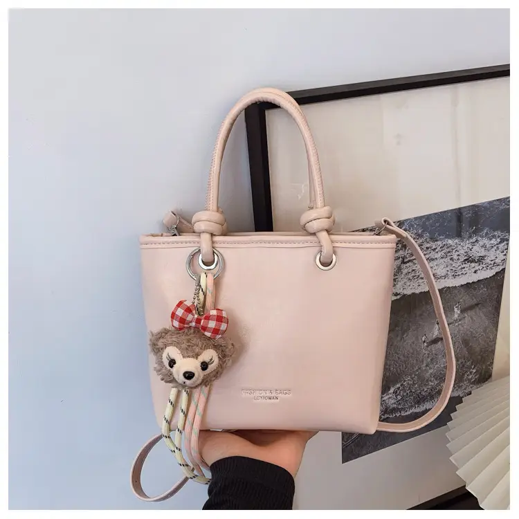 Light Blue Korean Style Shoulder Bag with Teddy Bear Charm — feature 13