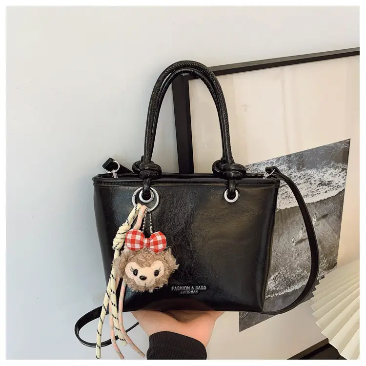 Light Blue Korean Style Shoulder Bag with Teddy Bear Charm — feature 14