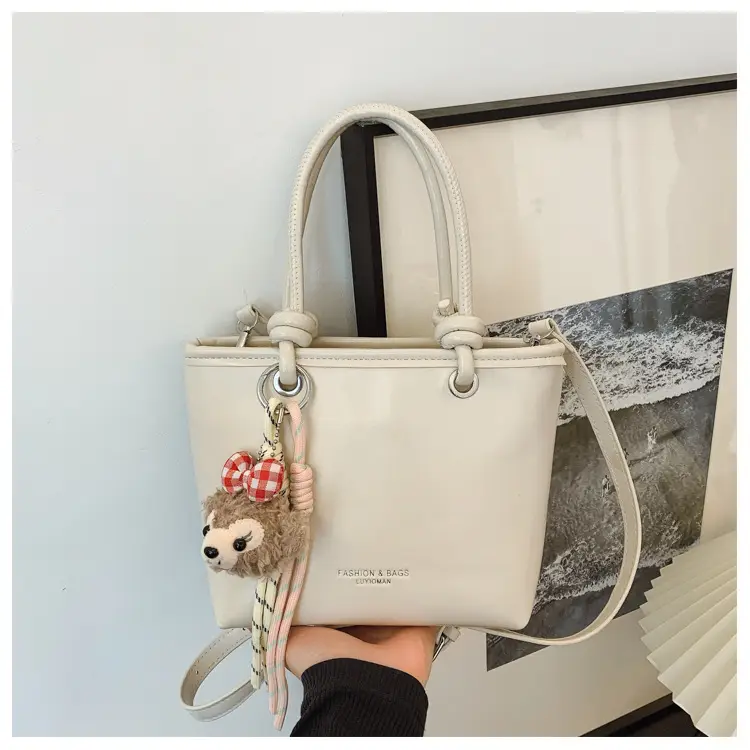 Light Blue Korean Style Shoulder Bag with Teddy Bear Charm — feature 15