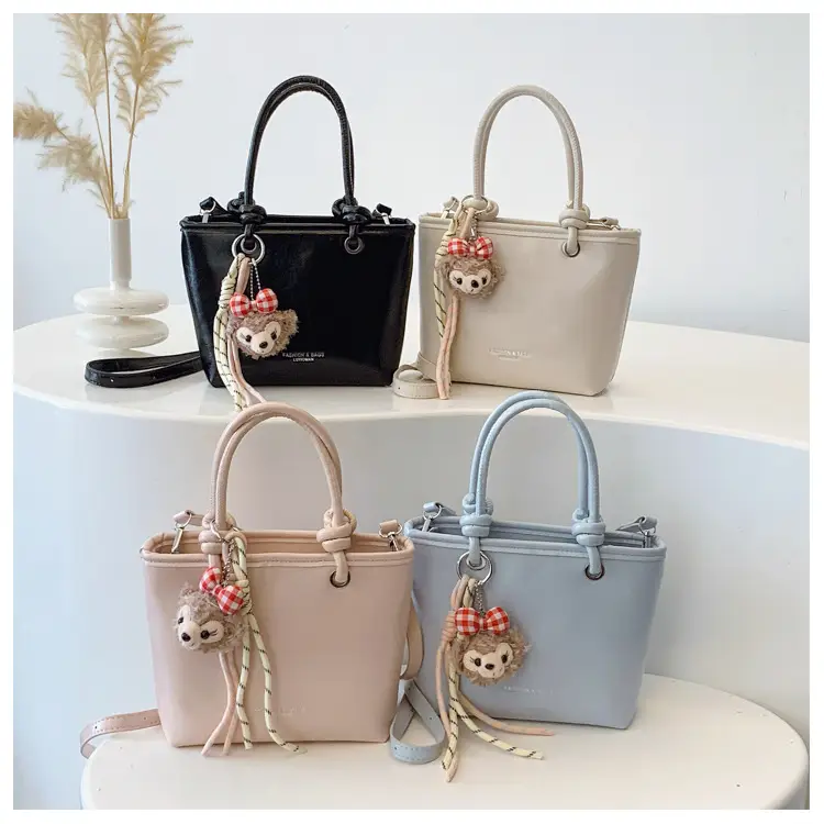 Light Blue Korean Style Shoulder Bag with Teddy Bear Charm — feature 17