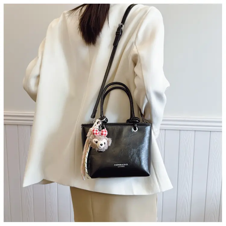 Light Blue Korean Style Shoulder Bag with Teddy Bear Charm — feature 23