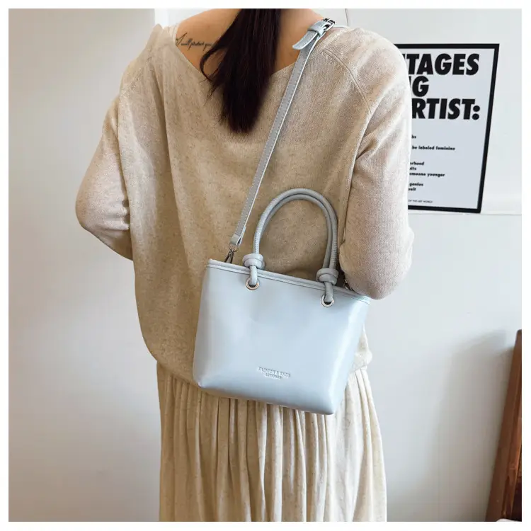 Light Blue Korean Style Shoulder Bag with Teddy Bear Charm — feature 27