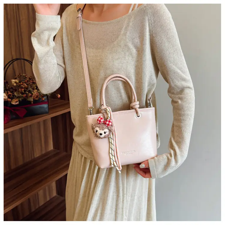 Light Blue Korean Style Shoulder Bag with Teddy Bear Charm — feature 28