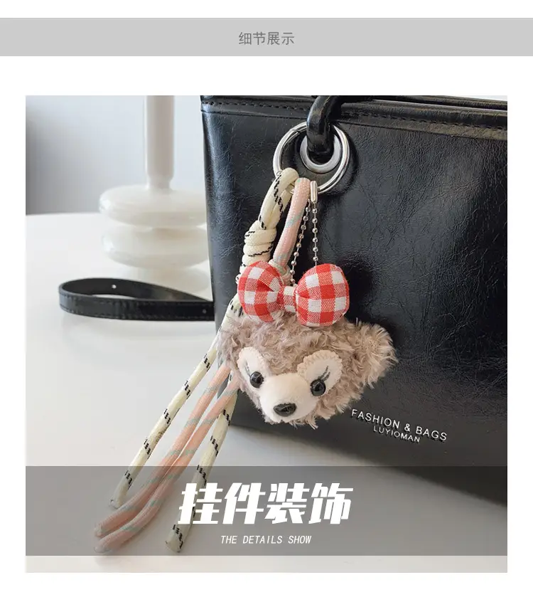 Light Blue Korean Style Shoulder Bag with Teddy Bear Charm — feature 4
