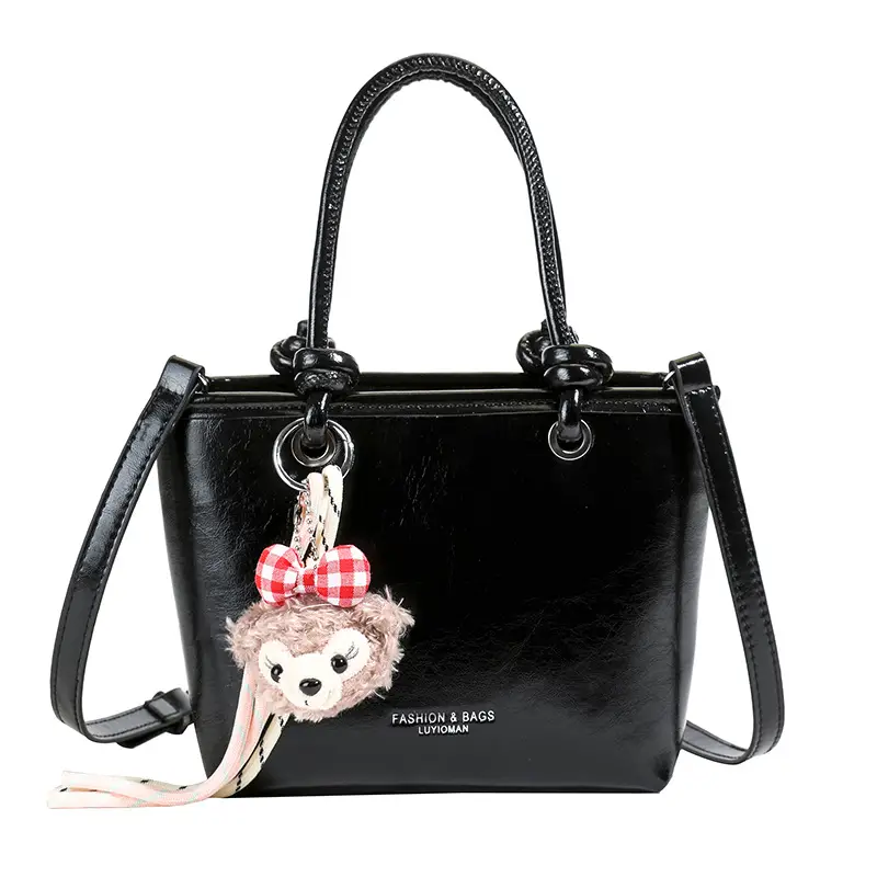 Light Blue Korean Style Shoulder Bag with Teddy Bear Charm - Image 5