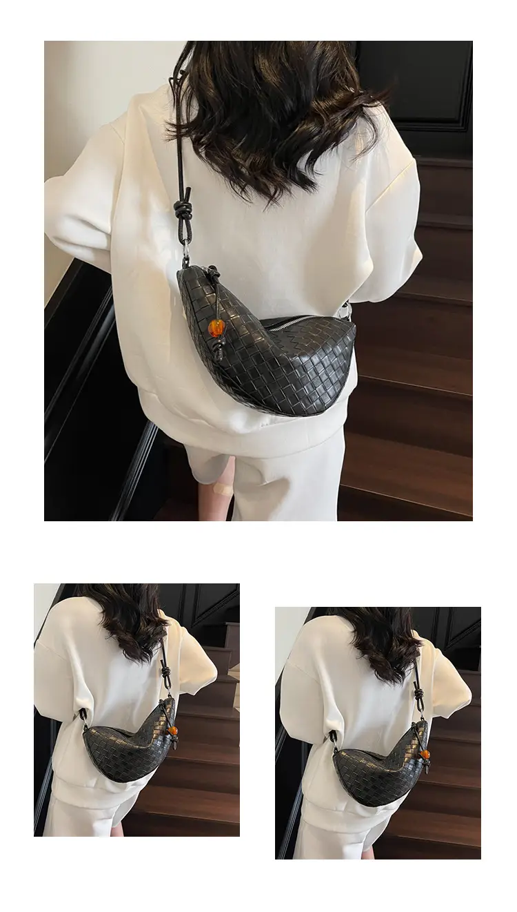 Women's Woven Horns Shoulder Bag Beige Casual Commuter — feature 13