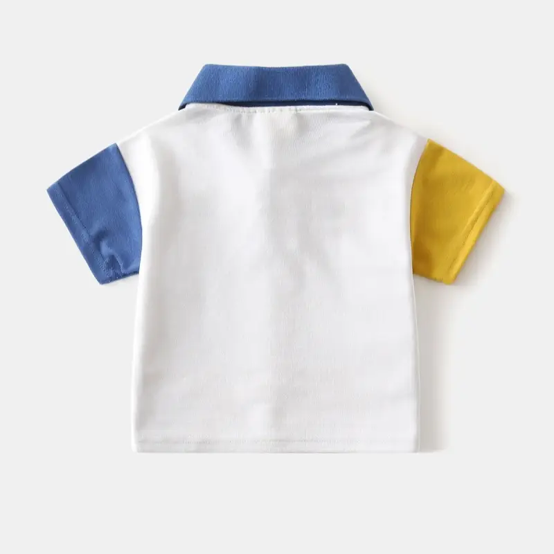 Children's Blue Yellow Dinosaur Polo T-Shirt — feature 5