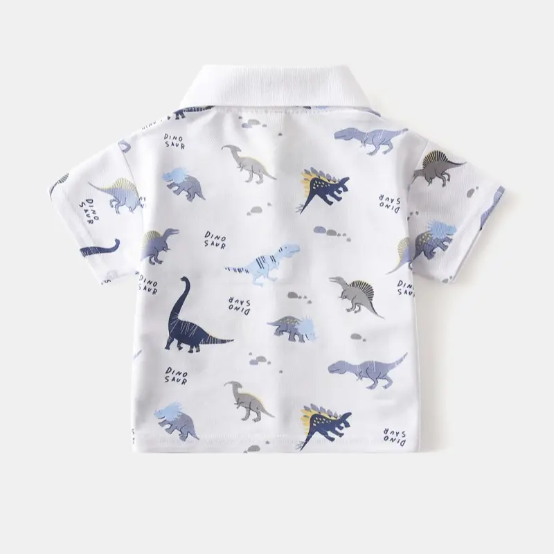 Children's Blue Yellow Dinosaur Polo T-Shirt — feature 8