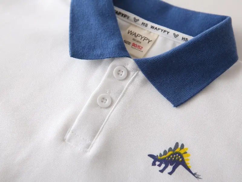 Children's Blue Yellow Dinosaur Polo T-Shirt — feature 9