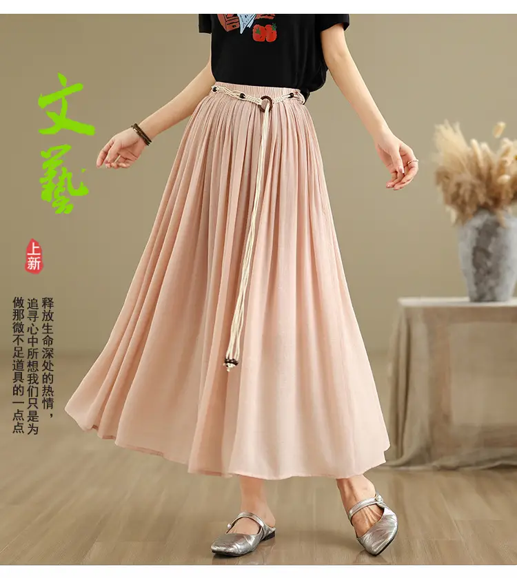Women's White High-Waist Pleated Skirt with Belt — feature 1
