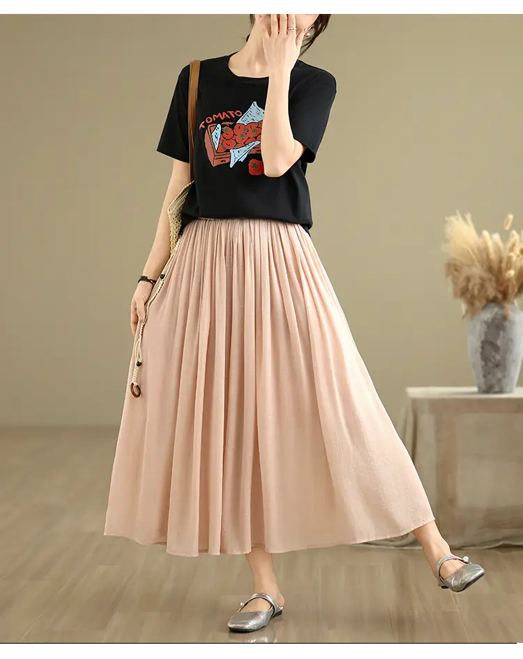 Women's White High-Waist Pleated Skirt with Belt — feature 10