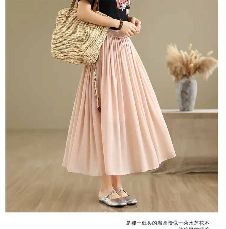 Women's White High-Waist Pleated Skirt with Belt — feature 7