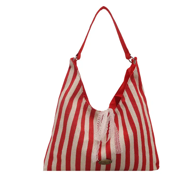 Red White Striped Lazy Fashion Tote Bag