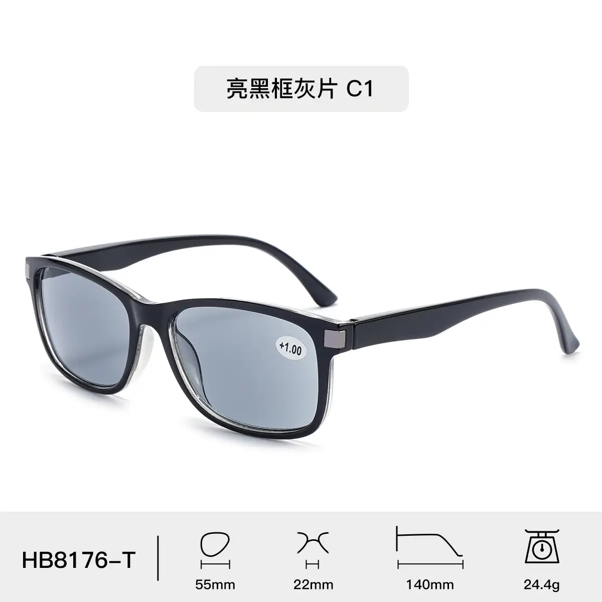 Men Square Sunglasses with Spring Hook & Green Lens