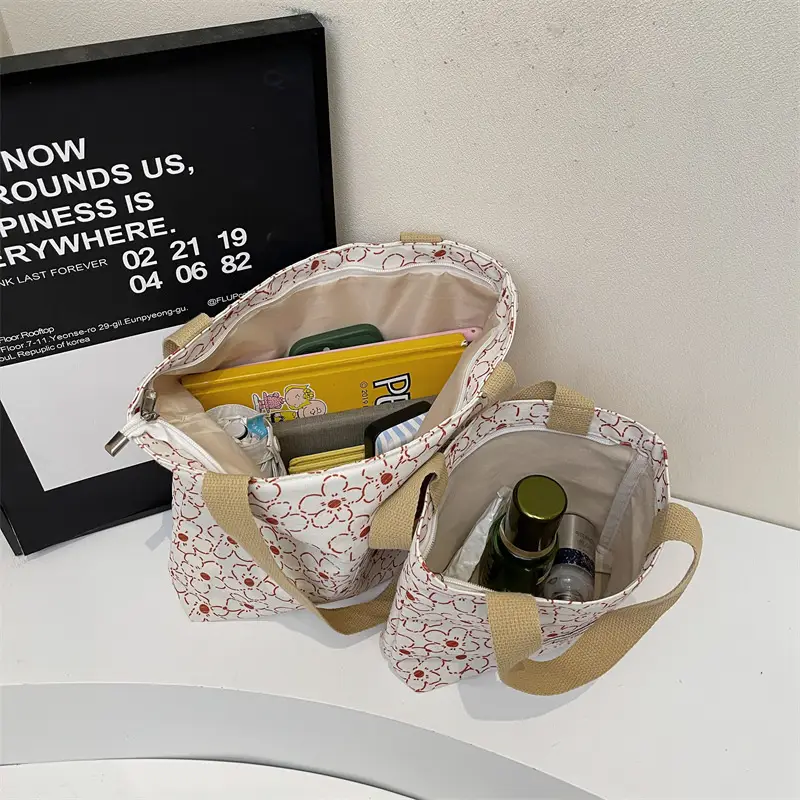 Korean Print Casual Tote Bag Large Capacity All Canvas - Image 4