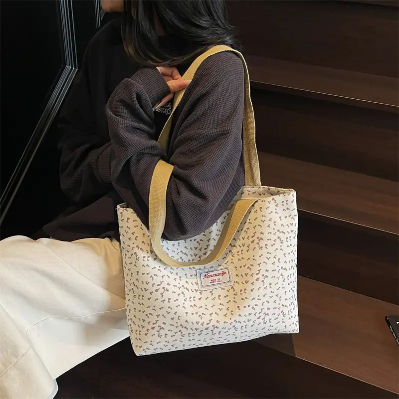 Korean Print Casual Tote Bag Large Capacity All Canvas - Image 5