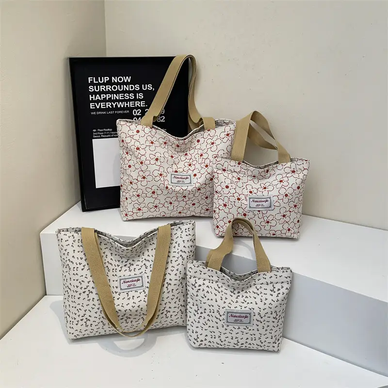 Korean Print Casual Tote Bag Large Capacity All Canvas - Image 6