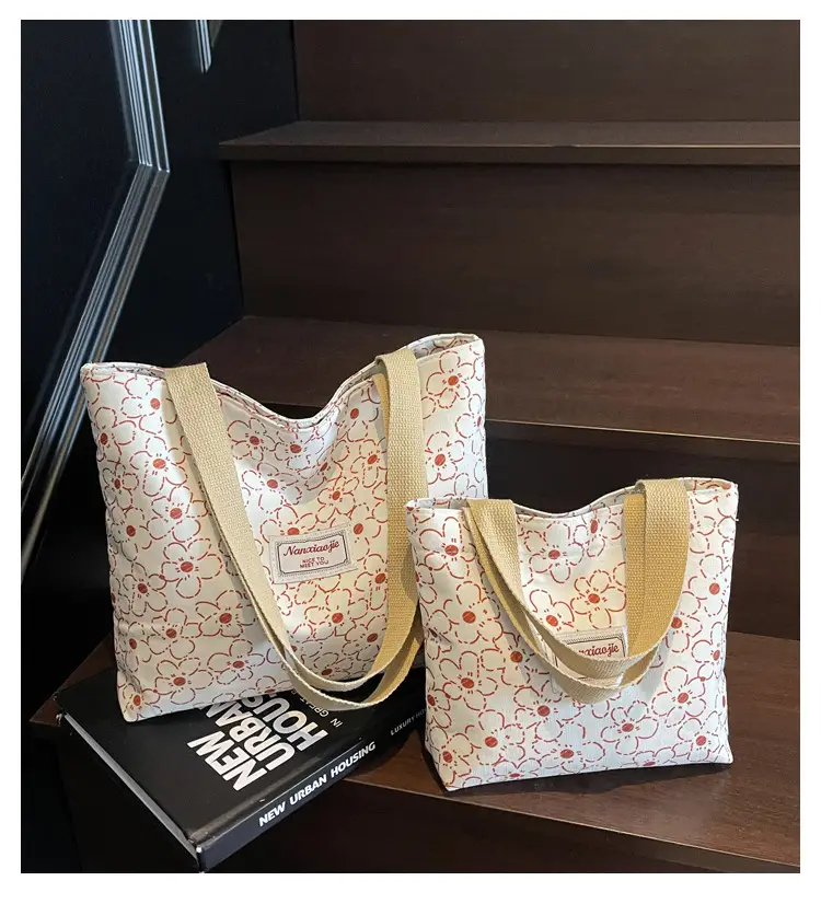 Korean Print Casual Tote Bag Large Capacity All Canvas — feature 1