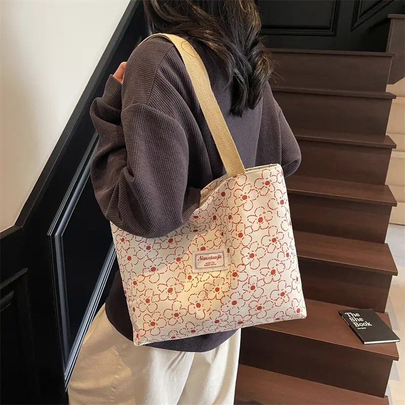 Korean Print Casual Tote Bag Large Capacity All Canvas — feature 21
