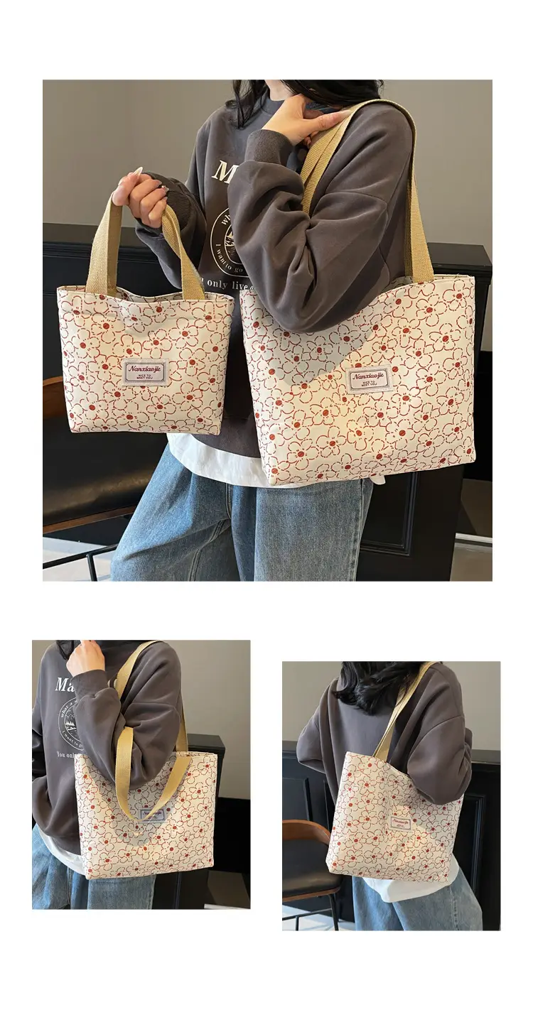 Korean Print Casual Tote Bag Large Capacity All Canvas — feature 3