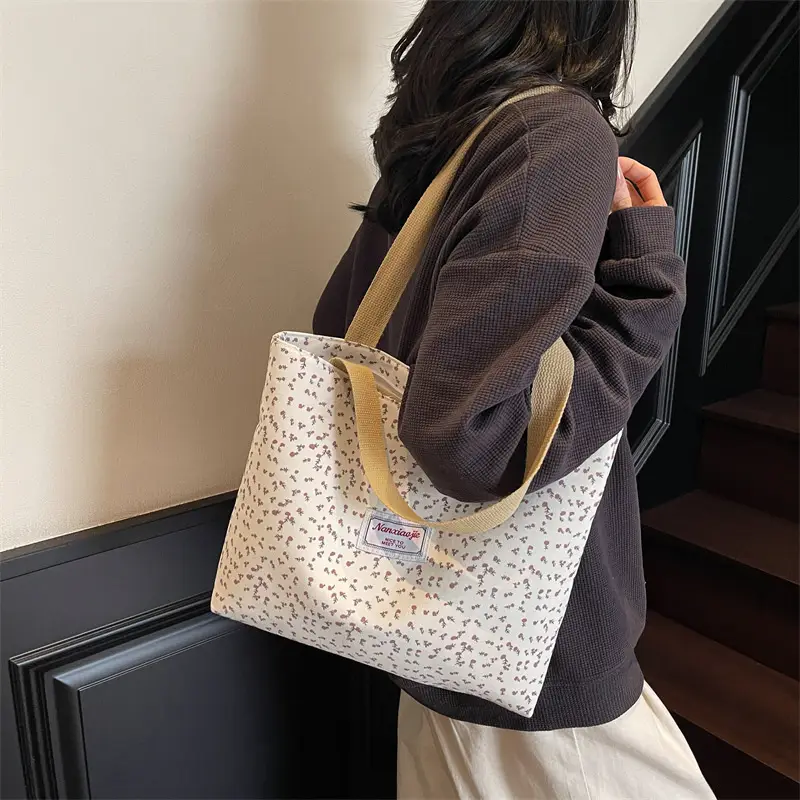 Korean Print Casual Tote Bag Large Capacity All Canvas — feature 31