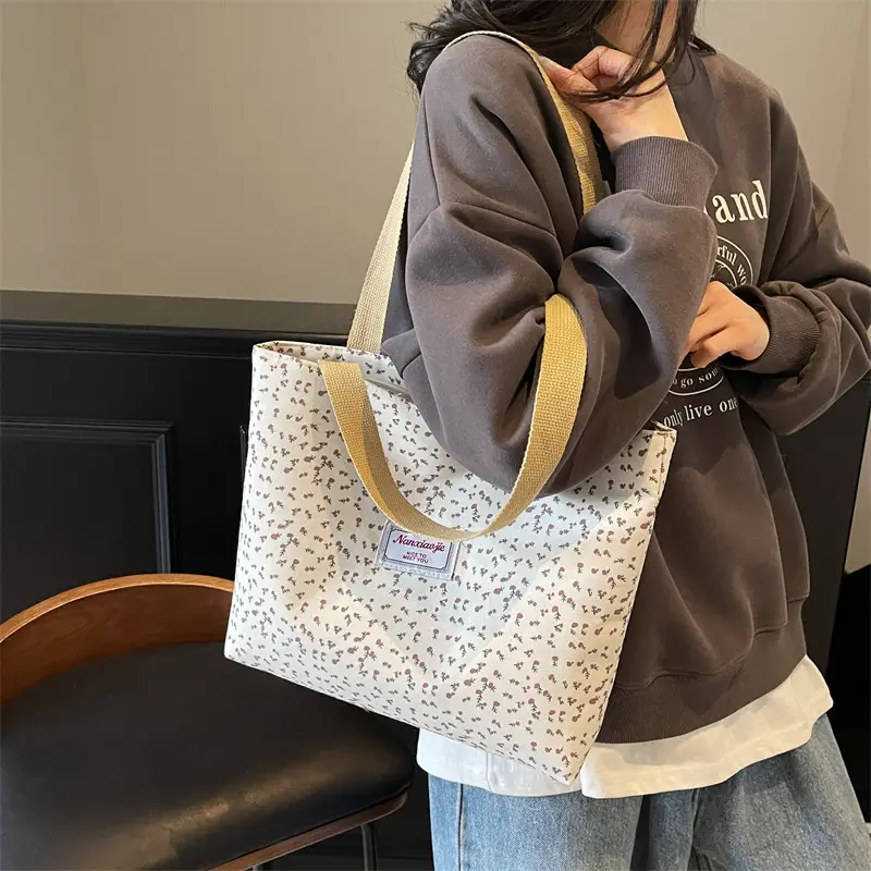 Korean Print Casual Tote Bag Large Capacity All Canvas — feature 32